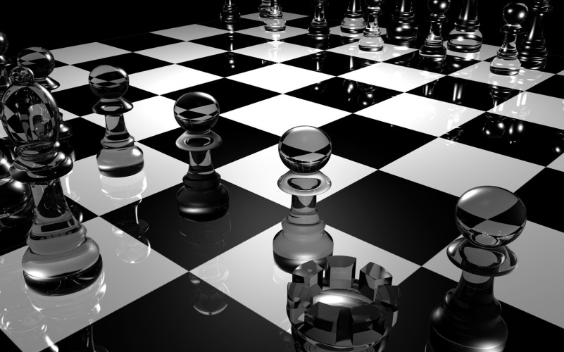 B&W chess board perspective HD 01